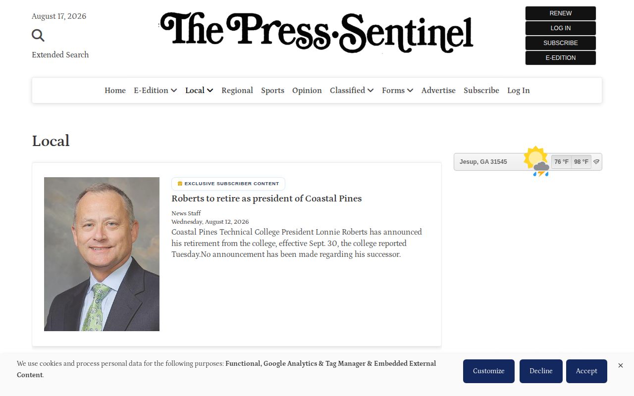 Wayne County Press-Sentinel local crime news source