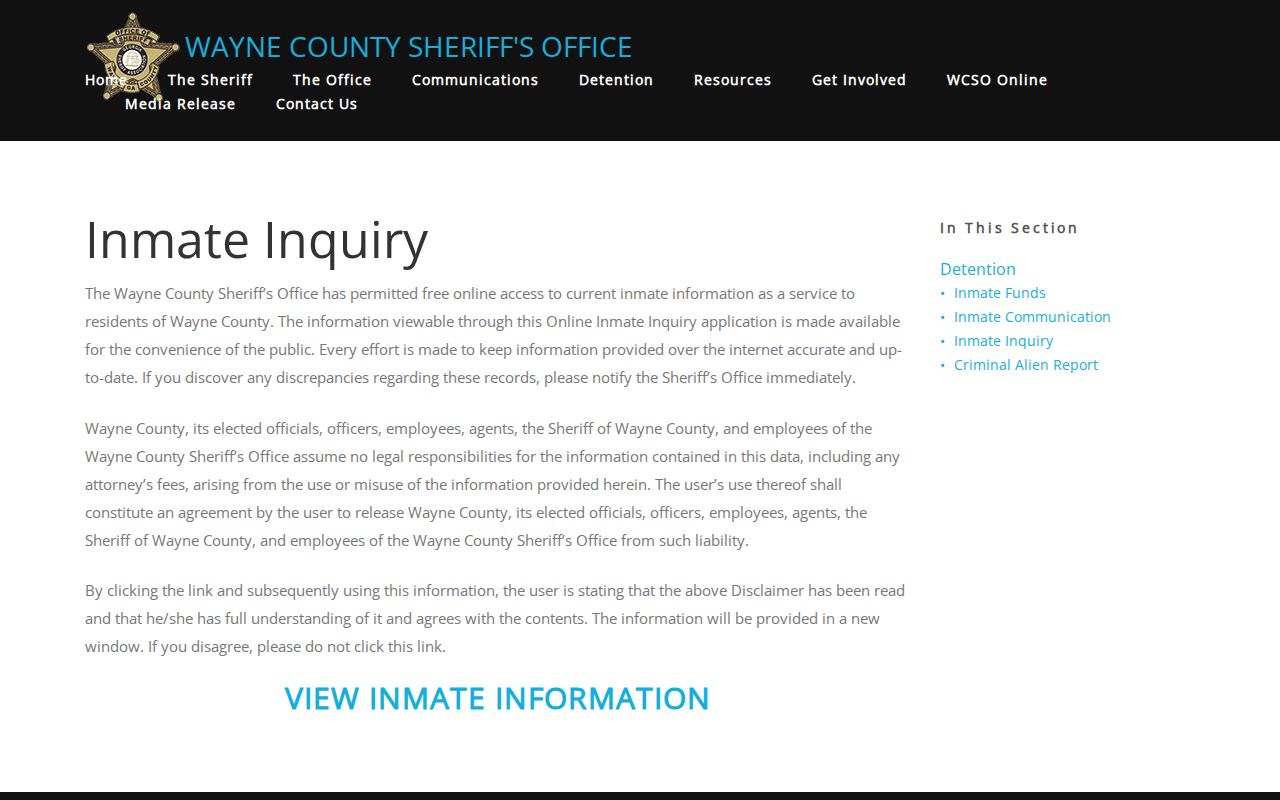Wayne County Georgia official jail roster and booking record search